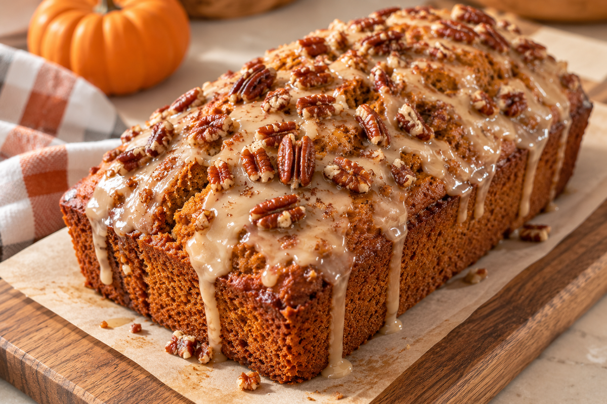 Pumpkin Pecan Bread w/ Maple Glaze